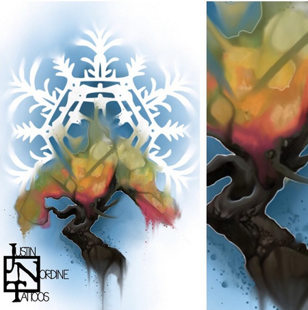 Tattoos - Autumn & Winter Themed Tree - 100354